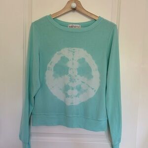 Wildfox Turquoise Blue "Peace Symbol" Baggy Beach Jumper